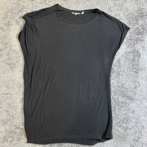 Athleta Soft With Ease Ruched Cinch Tee T-shirt Top Black M